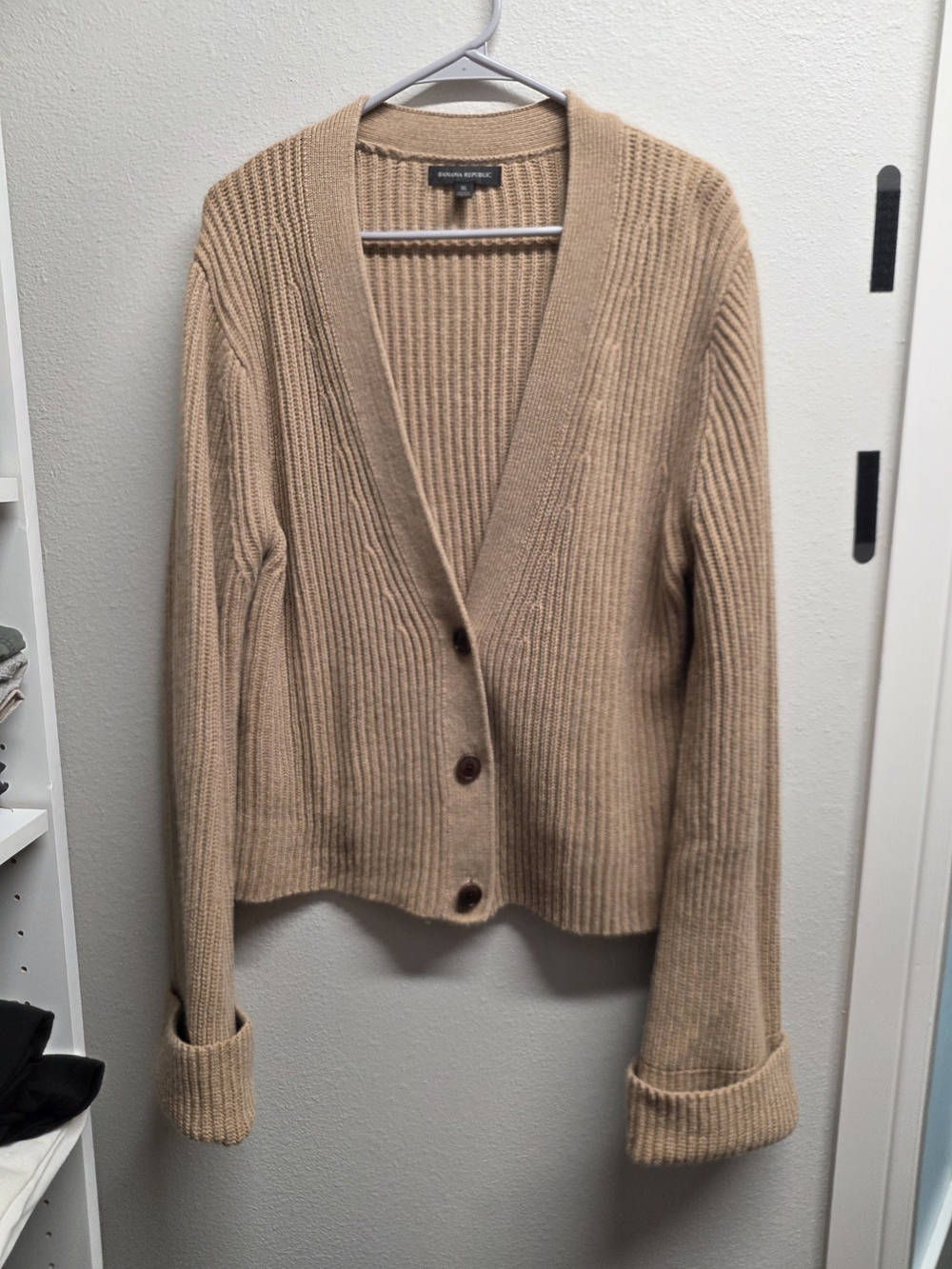 Banana Republic Women's Camel Ribbed Button Cardigan
